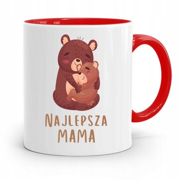 Kubek Czerwony Prezent Dla Najlepszej Mamy Matki Z Nadrukiem Ze Zdjęciem zdjęcie 1