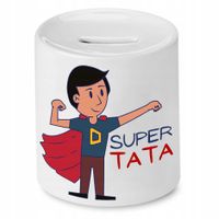 Skarbonka Dla Taty Super Tata Super Dad Prezent Z Nadrukiem Ze Zdjęciem