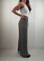 Spodnie Damskie Plisowane Szerokie Nogawki Szare Uniwersalne