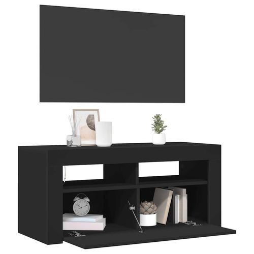 Szafka pod TV z oświetleniem LED, czarna, 90x35x40 cm na Arena.pl