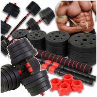 ZESTAW HANTLE REGULOWANE 2 x 15 KG + SZTANGA = ZESTAW HANTLI 30 KG GRYF