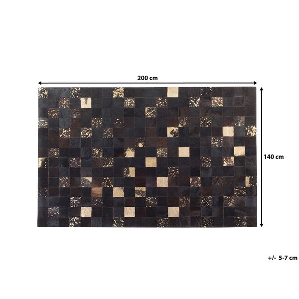 Dywan patchwork skórzany 140 x 200 cm brązowy BANDIRMA zdjęcie 7