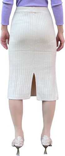 BETYFUL Elegancka Spódnica Dzianinowa, Rozmiar EU 30-40 XS-M, Beżowa na Arena.pl