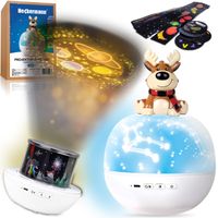 PROJEKTOR GWIAZD RZUTNIK NIEBA LAMPKA NOCNA LED GŁOŚNIK KOŁYSANKA RENIFER