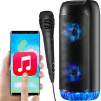 ZESTAW KARAOKE Boombox PRZENOŚNY GŁOŚNIK AUX MP3 LED BT TUBA 750W BLUETOOTH