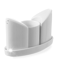Zestaw do przypraw solniczka pieprzniczka wykałaczki biała porcelana - Hend