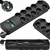 LISTWA ZASILAJĄCA Z ZABEZPIECZENIEM 10 GNIAZD PRZEDŁUŻACZ 2m DWURZĘDOWY