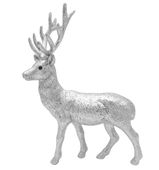 RENIFER OZDOBNY BROKATOWY JELONEK 33 cm SREBRNY