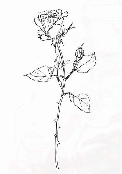 Plakat 70x100cm Kontur Róży zdjęcie 1