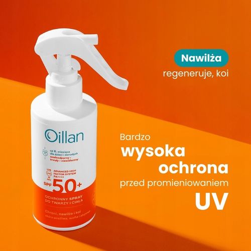 OILLAN Ochronny spray przeciwsłoneczny do twarzy i ciała z filtrem SPF50+ na Arena.pl
