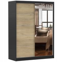 Szafa przesuwna VISTA 05 150x61 CZARNY/CREMONA+LUSTRO półki PRODUCENT