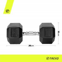 Hantel ogumowany TREXO Hex 17.5 kg ŻELIWNY ANTYPOŚLIZGOWA POWIERZCHNIA