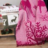 Koc bawełniany 150x200 Darymex świąteczny bordowy renifery