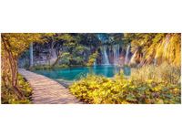 100X40CM JEZIORO PLITVICE JESIENIĄ OBRAZ DREWNO