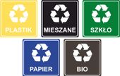 NAKLEJKI SEGREGACJA ŚMIECI 5 SZT NA ŚMIETNIK KOSZ WODOODPORNE 20 cm