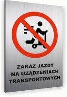 Tabliczka znak informacyjny 20x15 Srebrna ZAKAZ JAZDY Aluminiowa NADRUK UV