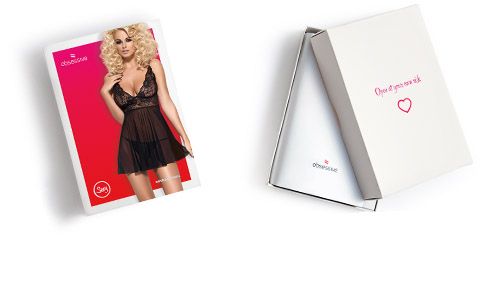 Koszulka nocna koronkowa + stringi OBSESSIVE Idillia babydoll L XL na Arena.pl