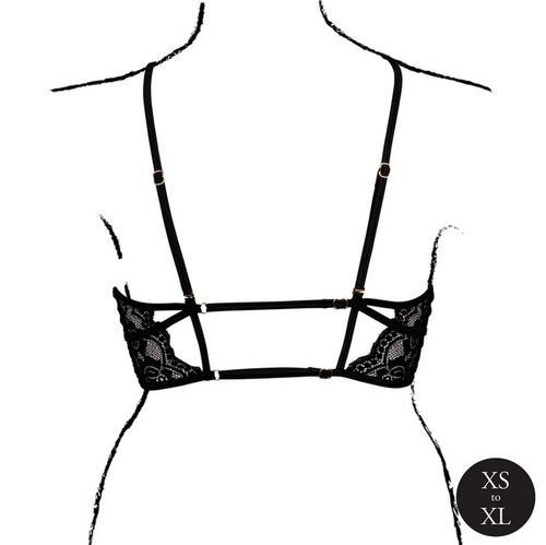 open cup triangle bra with lace and adjustable sliders - one size - black na Arena.pl