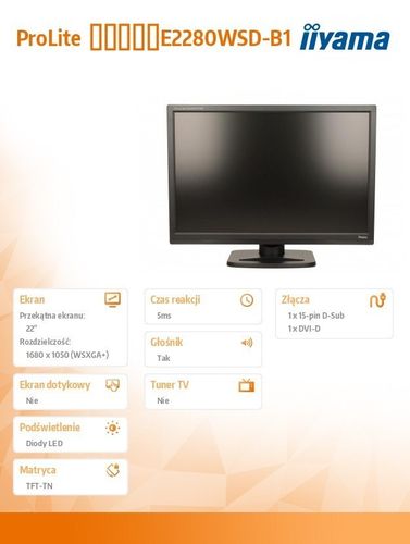 IIYAMA 22'' E2280WSD DVI/D-sub/Głośniki na Arena.pl