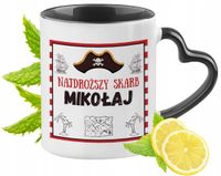 Kubek Czarny Z Uszkiem W Kształcie Serca Dla Mikołaja Idealny Na Prezent