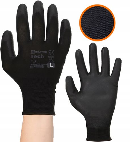 rękawice robocze mercator tech black+black pu - l - 1 para na Arena.pl