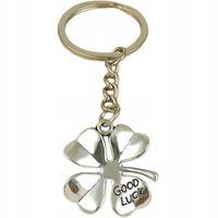 Breloczek do kluczy Srebna Koniczynka na Szczęście Good Luck Brelok Amulet