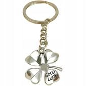 Breloczek do kluczy Srebna Koniczynka na Szczęście Good Luck Brelok Amulet