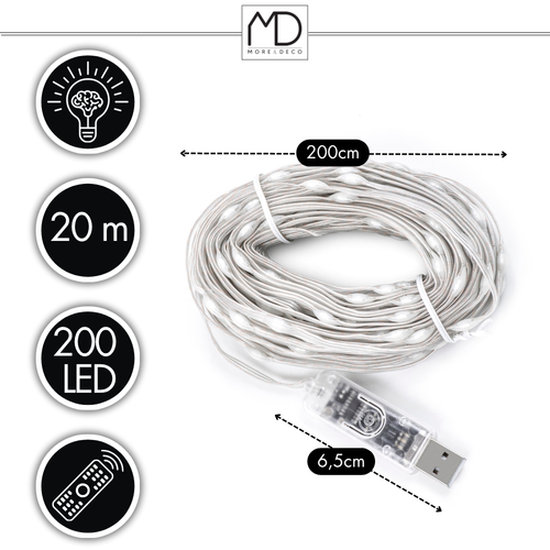 Lampki choinkowe 200 LED SMART 20m multicolor +pilot taśma USB inteligentne na Arena.pl