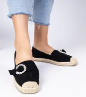 Czarne espadryle zdobione cyrkoniami Maruta 36
