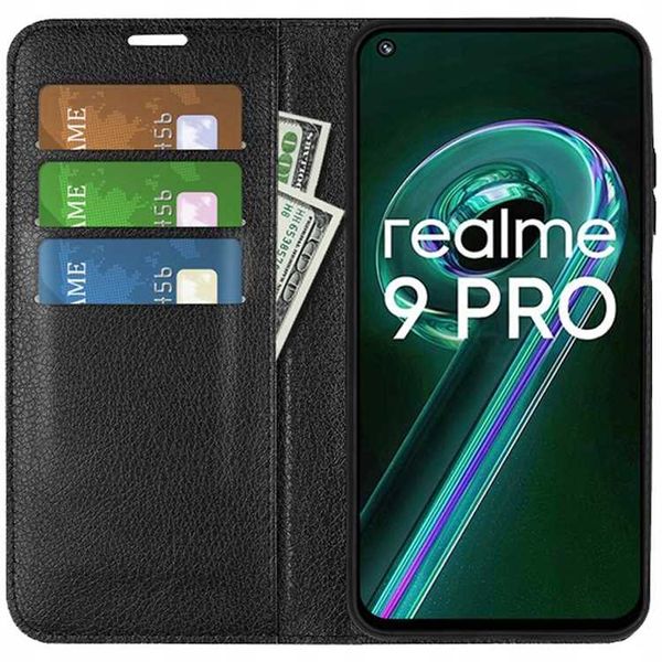Litchi Realme 9 5G/9 Pro Czarny zdjęcie 3