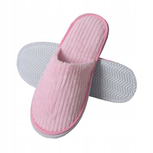 10 PAR Kapcie hotelowe Klapki uniwersalne FROTTE zakryte palce RÓŻOWE SPA zdjęcie 6