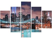 70 100CM OBRAZ 5 ELEM PANORAMA MANHATTANU DRUK PŁÓTNO
