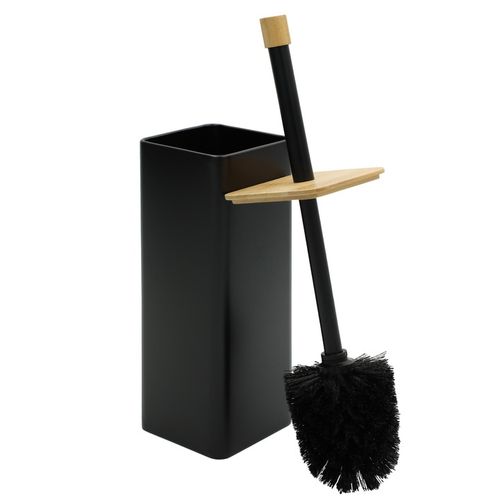 Szczotka do WC toalety czarna łazienkowa toaletowa bambus zamknieta na Arena.pl