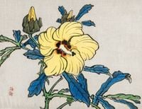 Plakat 65x50cm Hibiscus, Kōno Bairei Japoński Vintage do Salonu