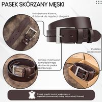 pasek męski skórzany premium z klasyczną klamrą elegancki  130 cm