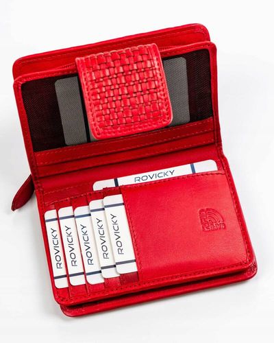 skórzany portfel damski zamykany na zatrzask - rovicky na Arena.pl