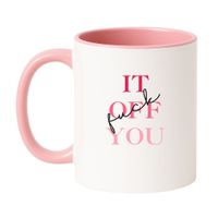 KUBEK "FUCK IT OFF YOU" Wzór - Klasyczny Biało-Różowy 330 ml