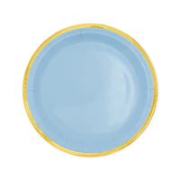 Talerzyki papierowe niebieskie ze złotym brzegiem Classic Gold, 18 cm 6 szt