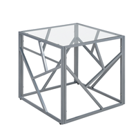 Stolik pomocniczy szklany srebrny ORLAND