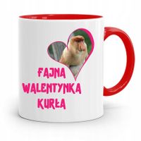Kubek Czerwony Na Walentynki Fajna Walentynka Kurł Z Nadrukiem Ze Zdjęciem