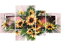70CM 120CM OBRAZ 4 ELEM SŁONECZNIKI KORALU ŚCIENNY