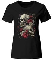 KOSZULKA DAMSKA CZASZKI I RÓŻE, ROZ. L