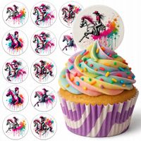 OPŁATEK na BABECZKI MUFFINKI zestaw na urodziny 12szt - JAZDA KONNO KOŃ