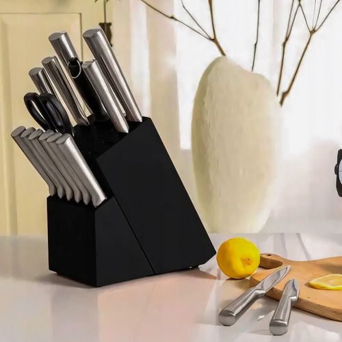 ZESTAW KOMPLET 16 NOŻY KUCHENNYCH STALOWYCH OSTRE W BLOKU STOJAK + na Arena.pl