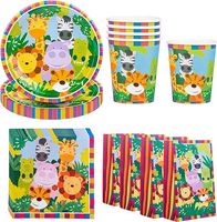 zestaw jednorazowy talerzyki kubki dżungla 68szt sup
