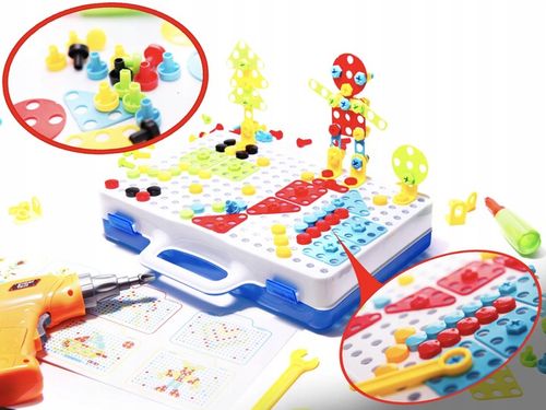 ZABAWKA KLOCKI KONSTRUKCYJNE W WALIZCE 237EL. ZESTAW DIY WKRĘTARKA EDUKACJA na Arena.pl