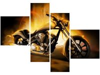 100 70CM OBRAZ 4 ELEM MOTOCYKL OGNIU DRUK PŁÓTNO RAMA