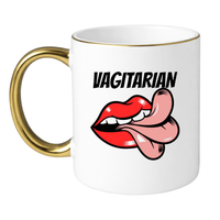 KUBEK "VAGITARIAN" Wzór - Klasyczny Biało-Złoty 330 ml