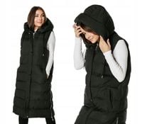 Długa Ciepła Kamizelka Puchowa Damska Ocieplana Zimowa Bezrękawnik 3157-1 S