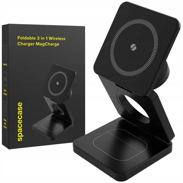 Spacecase 3In1 Wireless Charger Magcharge Wm4B Black zdjęcie 15